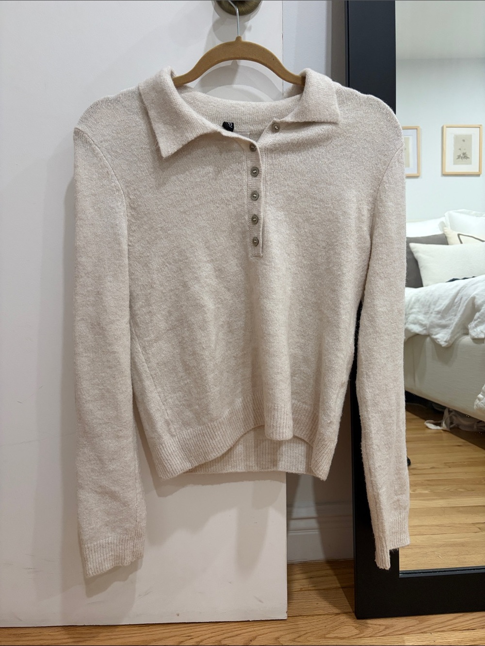 Divided Cream Collared Button-Front Sweater